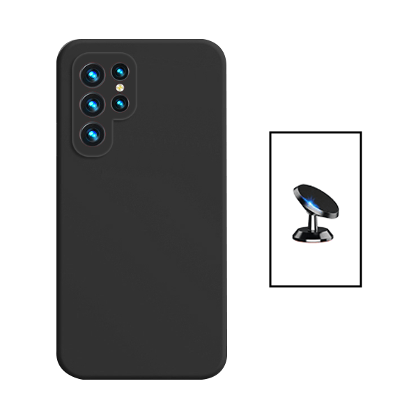 Kit Suporte Magnético + Capa Proteção Traseira Silicone Phonecare para Samsung Galaxy S24 Ultra 5G - Preto