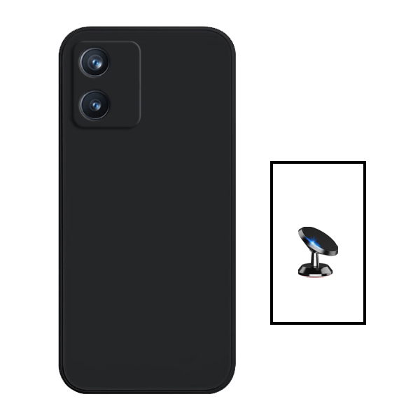 Kit Suporte Magnético + Capa Proteção Traseira Silicone para TCL 305i - Preto