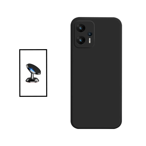 Kit Suporte Magnético + Capa Proteção Traseira Silicone para Xiaomi Redmi Note 11T Pro - Preto