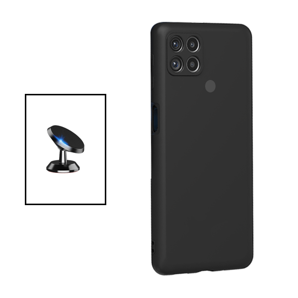 Kit Suporte Magnético + Capa Proteção Traseira Silicone para Xiaomi Redmi 9C - Preto