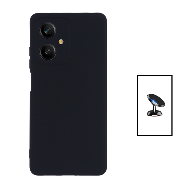 Kit Suporte Magnético + Capa Proteção Traseira Silicone para Xiaomi Redmi Note 12 - Preto