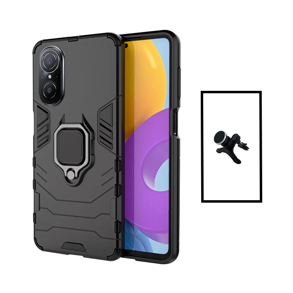 Kit Suporte Magnético Com Pernas + Capa de Proteção Militar Magnética para Huawei Nova 9 SE - Preto