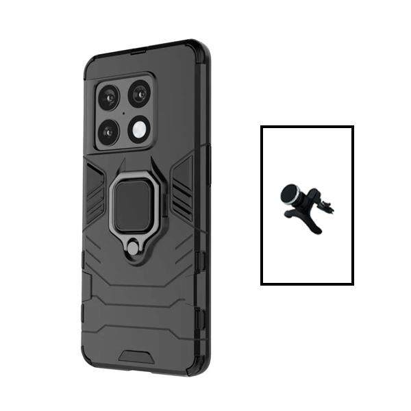 Kit Suporte Magnético Com Pernas + Capa de Proteção Militar Magnética para OnePlus Ace Pro - Preto