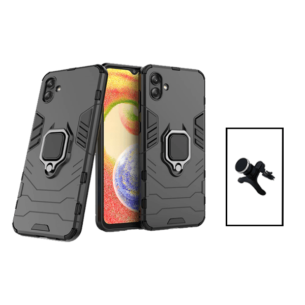 Kit Suporte Magnético Com Pernas + Capa de Proteção Militar Magnética para Samsung Galaxy A04 - Preto