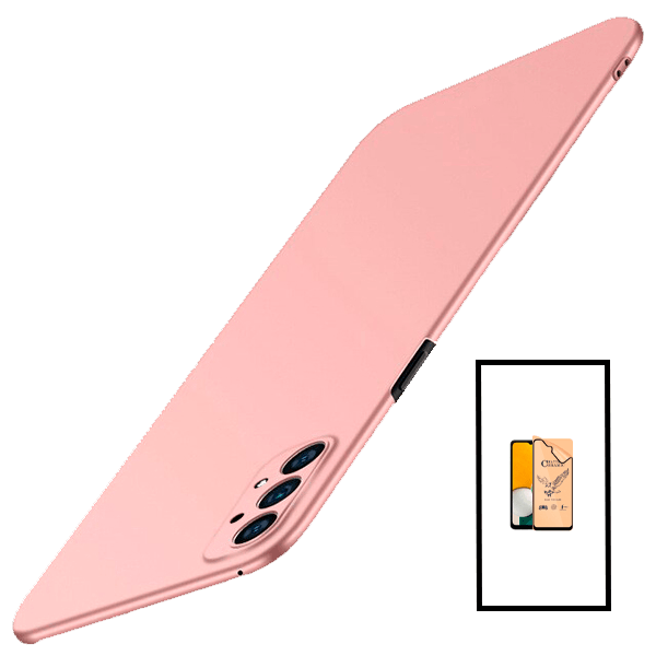 Kit Vidro Temperado Ceramica Full Cover + Capa Rígida e Fina para Samsung Galaxy A23 5G - Rosa