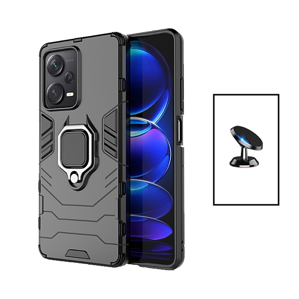Kit Suporte Magnético + Capa de Proteção Militar Magnética para Xiaomi Poco X5 - Preto