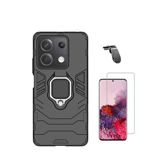 Kit Vidro Temperado ClearGorilasGlass + Capa de Proteção Militar Magnética + Suporte Magnético L GIFT4ME para Xiaomi Poco X6 5G - Preto