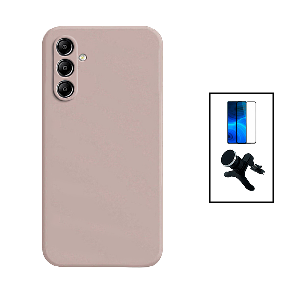Kit Película de Vidro Temperado GorilasGlass + Capa Proteção Traseira Silicone + Suporte Magnético Com Pernas para Samsung Galaxy A24 4G - Rosa