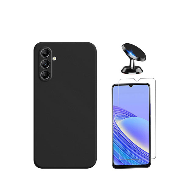 Kit Vidro Temperado ClearGorilasGlass + Capa Proteção Traseira Silicone + Suporte Magnético Phonecare para Samsung Galaxy A05s - Preto