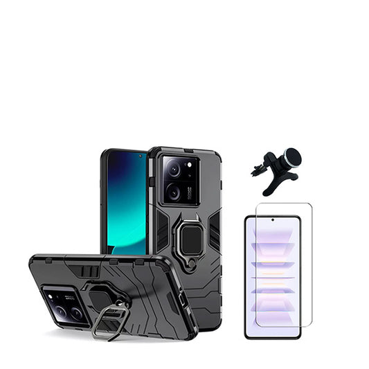 Kit Vidro Temperado ClearGorilasGlass + Capa de Proteção Militar Magnética + Suporte Magnético Com Pernas GIFT4ME para Xiaomi 13T - Preto