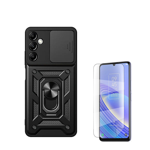 Kit Película Protectora de Hydrogel Frente + Capa de Proteção Militar Magnética Janela Deslizante GIFT4ME para Samsung Galaxy A15 5G - Preto