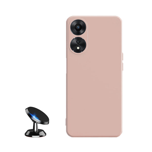 Kit Suporte Magnético + Capa Proteção Traseira Silicone GIFT4ME para Oppo A58 4G - Rosa