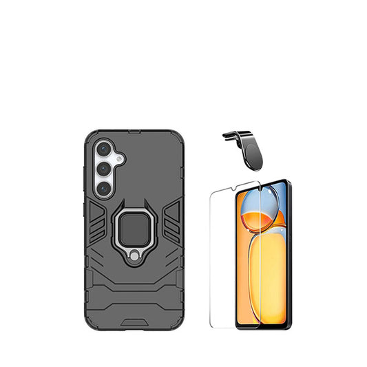 Kit Vidro Temperado ClearGorilasGlass + Capa de Proteção Militar Magnética + Suporte Magnético L GIFT4ME para Samsung Galaxy A15 - Preto