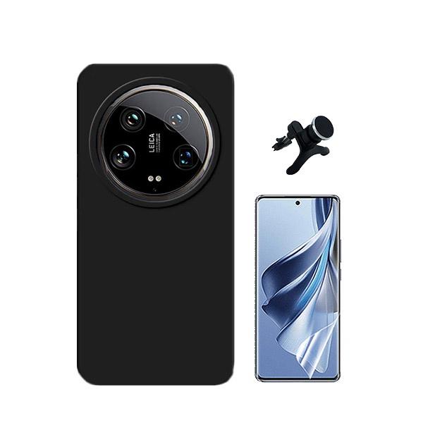 Kit Película ProtectOra de Hydrogel Frente + Capa Proteção Traseira Silicone + Suporte Magnético Com Pernas GIFT4ME para Xiaomi 14 Ultra - Preto