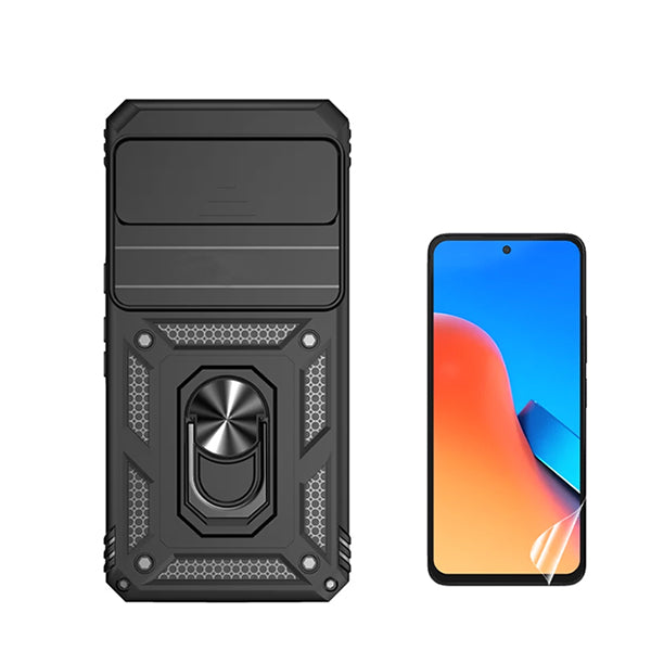 Kit Película Protectora de Hydrogel Frente + Capa de Proteção Militar Magnética Janela Deslizante GIFT4ME para Google Pixel 8 Pro - Preto
