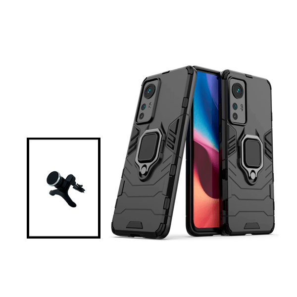 Kit Suporte Magnético Com Pernas + Capa de Proteção Militar Magnética para Xiaomi 12 Lite - Preto