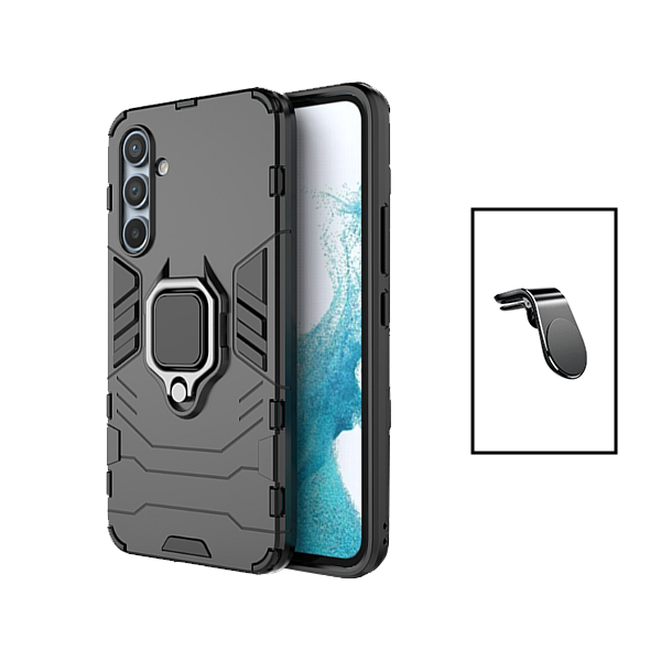 Kit Suporte de Carro Magnético L + Capa de Proteção Militar Magnética para Samsung Galaxy A14 5G - Preto