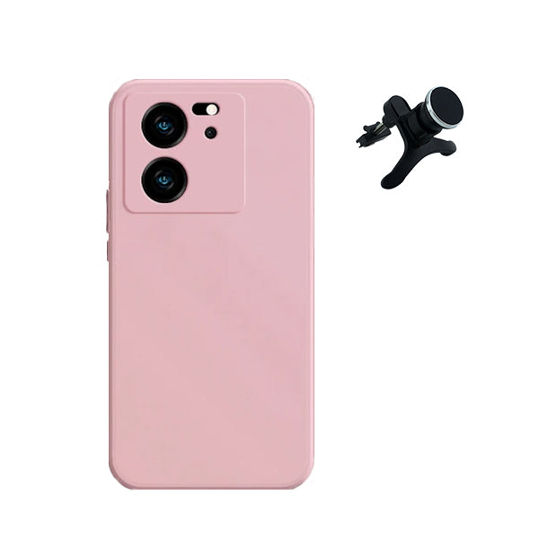 Kit Suporte Magnético Com Pernas + Capa Proteção Traseira Silicone GIFT4ME para Xiaomi 13T - Rosa