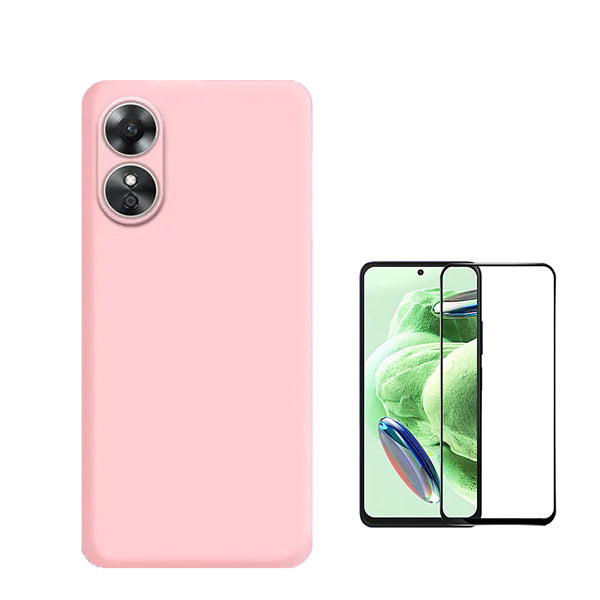 Kit Película de Vidro Temperado GorilasGlass + Capa Proteção Traseira Silicone Phonecare para Oppo A17 - Rosa