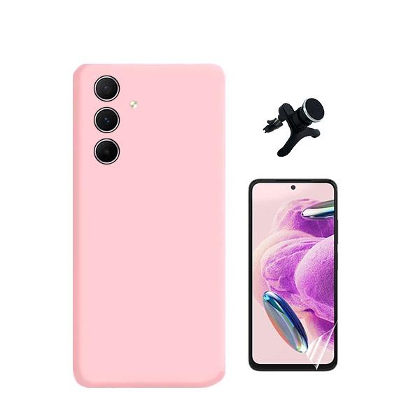 Kit Película Protectora de Hydrogel Frente + Capa Proteção Traseira Silicone + Suporte Magnético Com Pernas GIFT4ME para Samsung Galaxy A55 5G - Rosa