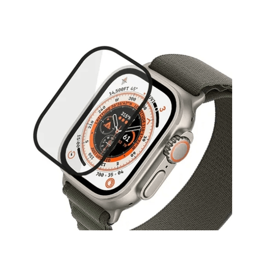 Película Protectora de Ecrã Gel Full Cover Com Bordas Pretas para Apple Watch Ultra - 49mm - Transparente/Preto