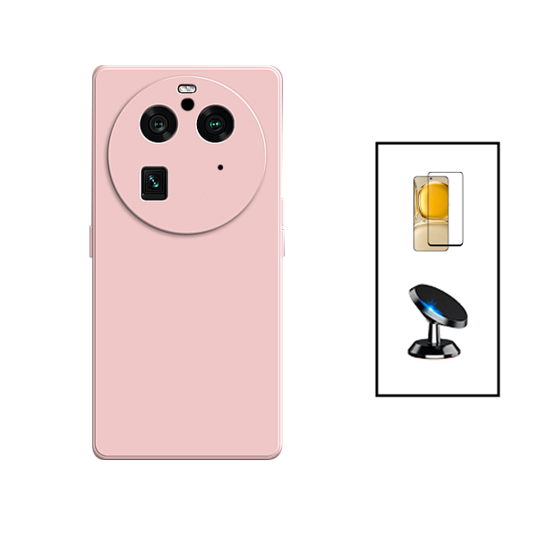 Kit Película de Vidro Temperado GorilasGlass Curvado + Capa Proteção Traseira Silicone + Suporte Magnético para Oppo Find X6 Pro - Preto