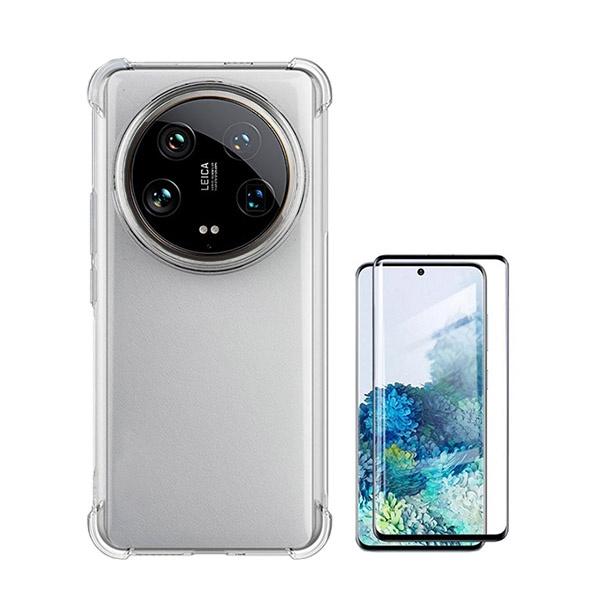 Kit Capa Traseira Super Proteção Transparente + Película de Vidro Temperado GOrilasGlass Curvado GIFT4ME para Xiaomi 14 Ultra - Transparente