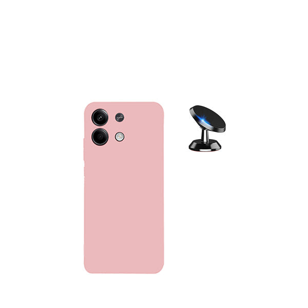 Kit Suporte Magnético + Capa Proteção Traseira Silicone GIFT4ME para Xiaomi Redmi Note 13 Pro - Rosa