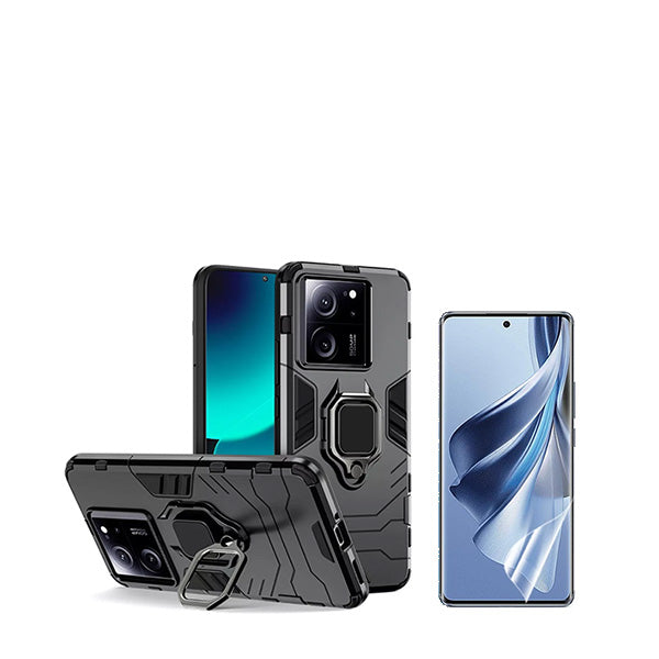 Kit Película Protectora de Hydrogel Frente + Capa de Proteção Militar Magnética GIFT4ME para Xiaomi 13T - Preto