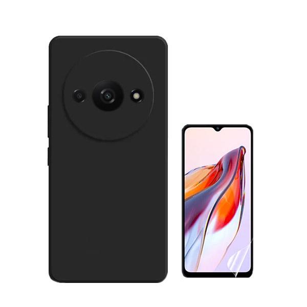 Kit Película ProtectOra de Hydrogel Frente + Capa Proteção Traseira Silicone GIFT4ME para Xiaomi Redmi A3 - Preto