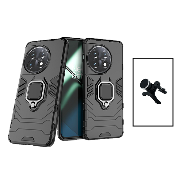 Kit Suporte Magnético Com Pernas + Capa de Proteção Militar Magnética para OnePlus 11 - Preto