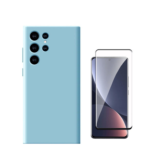Kit Película de Vidro Temperado GorilasGlass + Capa Proteção Traseira Silicone Phonecare para Oppo Galaxy S24 Ultra 5G - Azul Claro