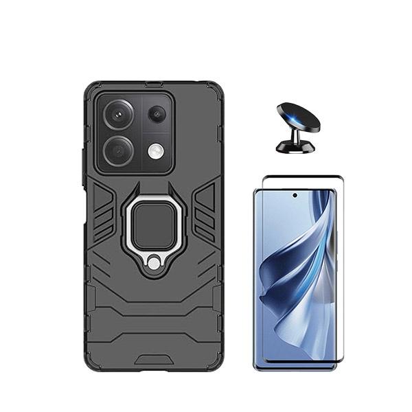 Kit Película de Vidro Temperado GorilasGlass + Capa de Proteção Militar Magnética + Suporte Magnético GIFT4ME para Xiaomi Poco X6 5G - Preto