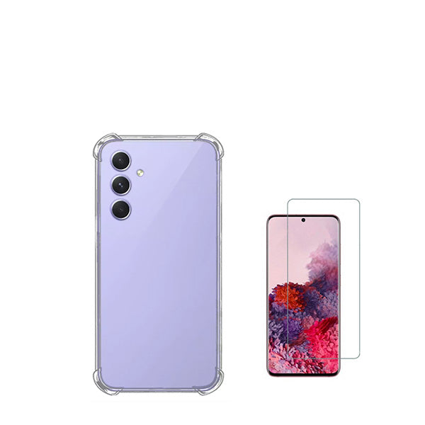 Kit Capa Traseira Super Proteção Transparente + Película de Vidro Temperado ClearGorilasGlass GIFT4ME para Samsung Galaxy A55 5G - Transparente