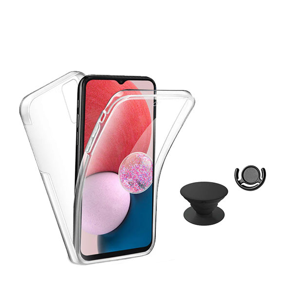 Kit Capa 360° Proteção Frente e Verso + 1 HandHolder + 1 Suporte HandHolder Preto GIFT4ME para Samsung Galaxy A15 - Transparente/Preto