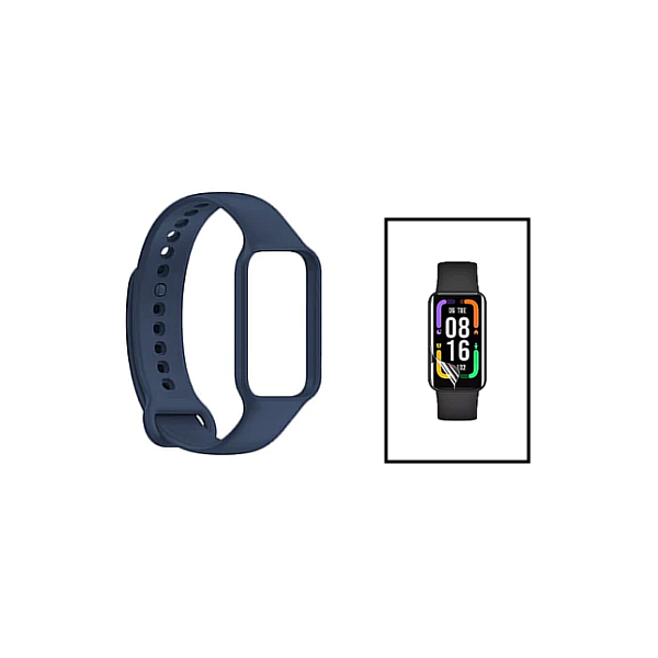 Kit Bracelete Silicone Com Fivela + Película de Hydrogel para Xiaomi Redmi Smart Band 2 - Azul