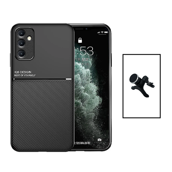 Kit Capa Traseira Magnética Anti Choque + Suporte Magnético Com Pernas para Samsung Galaxy A14 - Preto