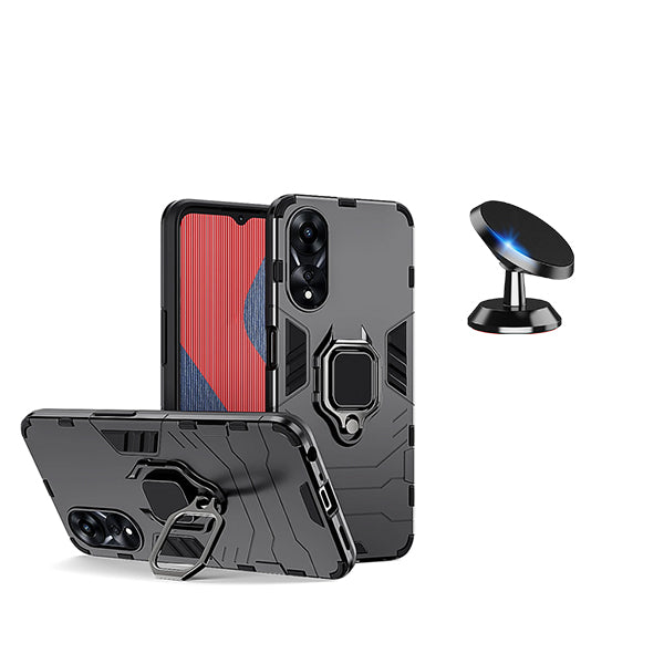 Kit Suporte Magnético + Capa de Proteção Militar Magnética Phonecare para Oppo A58 4G - Preto