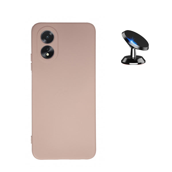 Kit Suporte Magnético + Capa Proteção Traseira Silicone Phonecare para Oppo A38 4G - Rosa