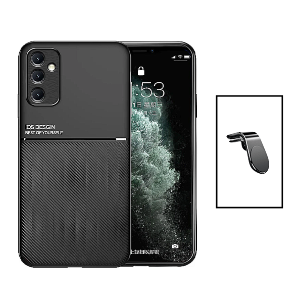 Kit Capa Traseira Magnética Anti Choque + Suporte de Carro Magnético L para Samsung Galaxy A54 5G - Preto