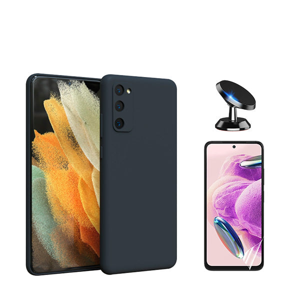 Kit Película Protectora de Hydrogel Frente + Capa Proteção Traseira Silicone + Suporte Magnético Phonecare para Samsung Galaxy S24 5G - Preto