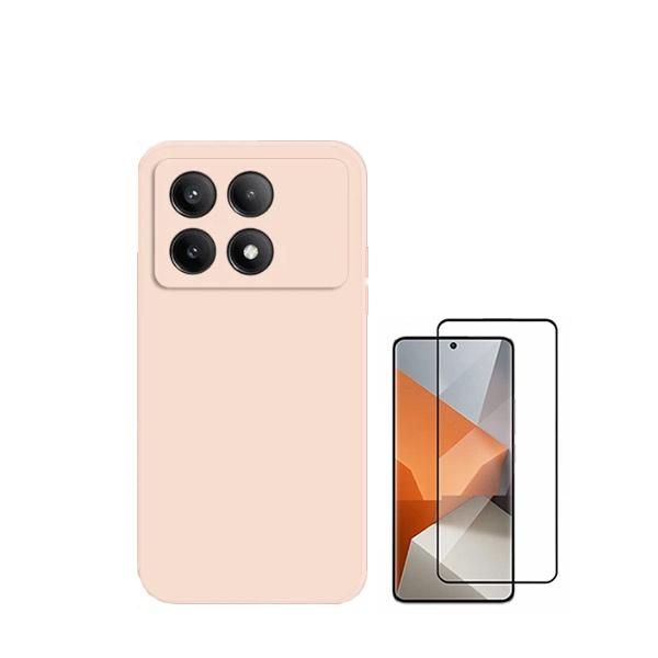 Kit Película de Vidro Temperado GorilasGlass + Capa Proteção Traseira Silicone GIFT4ME para Xiaomi Poco X6 Pro 5G - Rosa