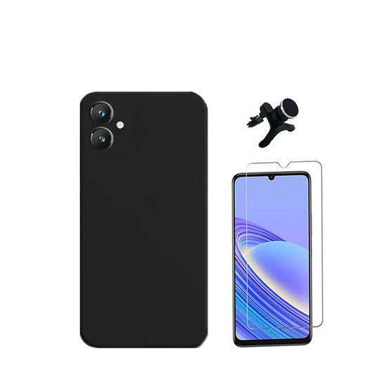 Kit Vidro Temperado ClearGorilasGlass + Capa Proteção Traseira Silicone + Suporte Magnético Com Pernas Phonecare para Samsung Galaxy A05 - Preto