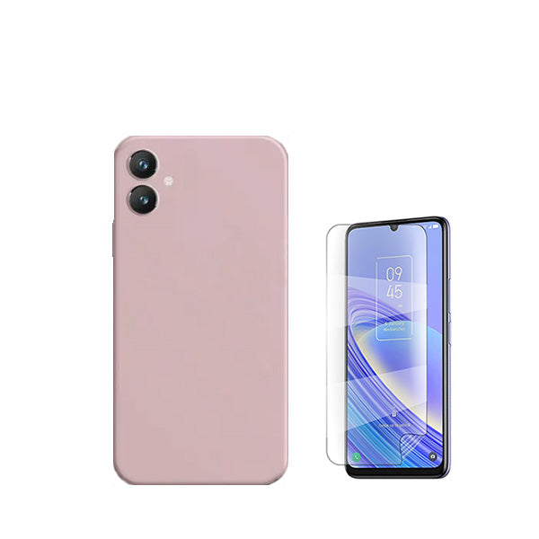 Kit Película Protectora de Hydrogel Frente + Capa Proteção Traseira Silicone Phonecare para Samsung Galaxy A05 - Rosa