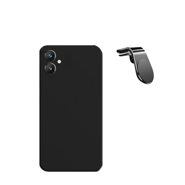Kit Suporte de Carro Magnético L + Capa Proteção Traseira Silicone Phonecare para Samsung Galaxy A05 - Preto