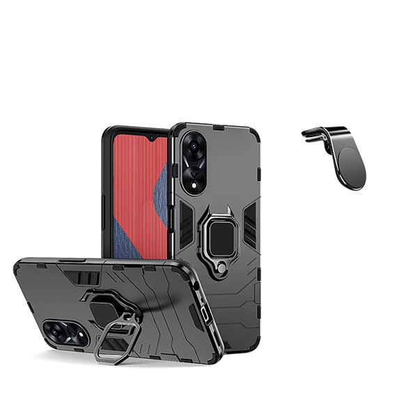 Kit Suporte de Carro Magnético L + Capa de Proteção Militar Magnética Phonecare para Oppo A58 4G - Preto