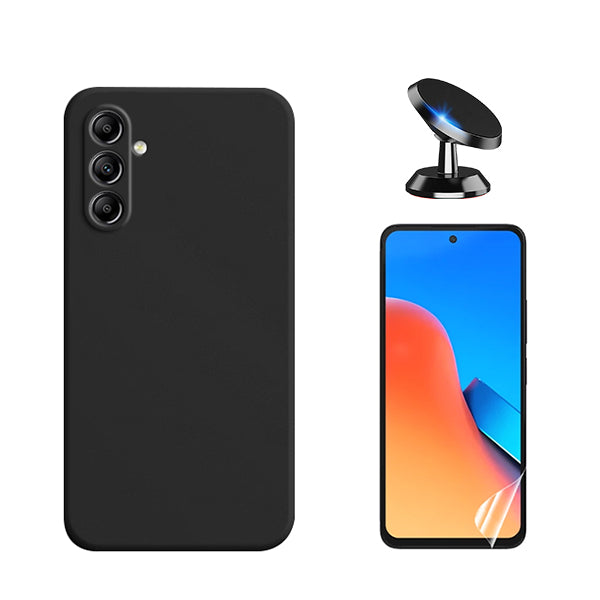 Kit Película Protectora de Hydrogel Frente + Capa Proteção Traseira Silicone + Suporte Magnético GIFT4ME para Samsung Galaxy S23 FE - Preto