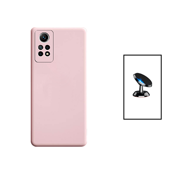 Kit Suporte Magnético + Capa Proteção Traseira Silicone para Xiaomi Redmi Note 12 Pro 4G - Rosa