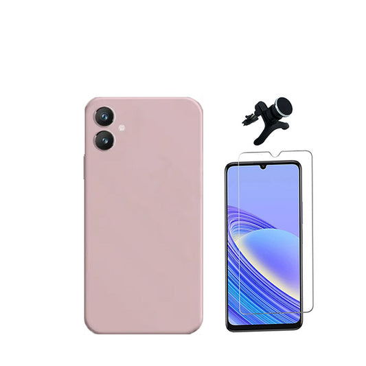 Kit Vidro Temperado ClearGorilasGlass + Capa Proteção Traseira Silicone + Suporte Magnético Com Pernas Phonecare para Samsung Galaxy A05 - Rosa