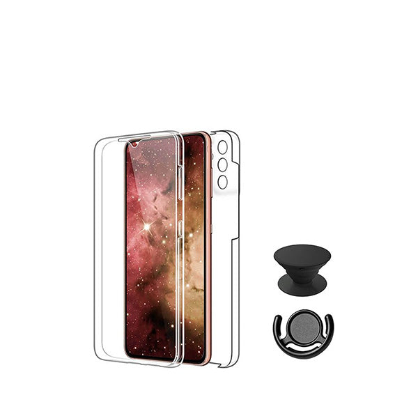 Kit Capa 360° Proteção Frente e Verso + 1 HandHolder + 1 Suporte HandHolder Preto GIFT4ME para Samsung Galaxy A05s - Transparente/Preto